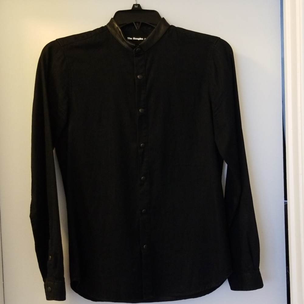 The Kooples Leather Collar Black Shirt